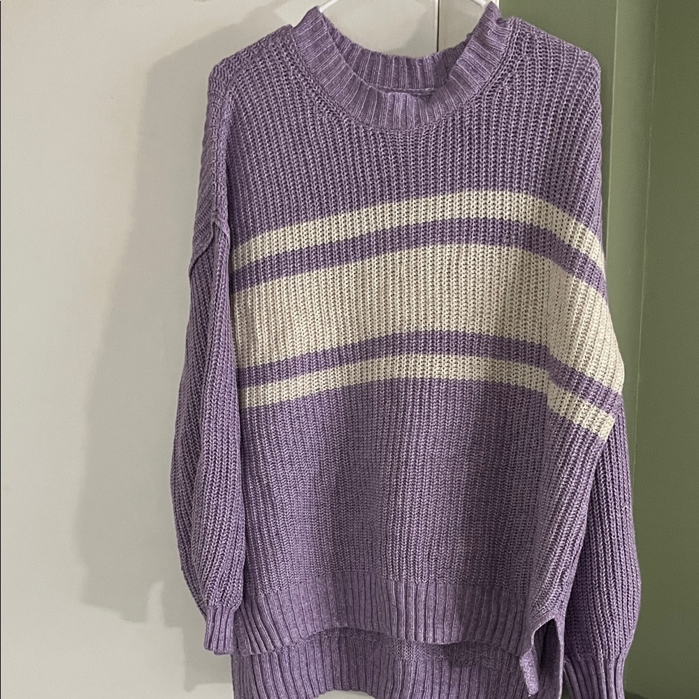 Purple and Cream Women's Sweater